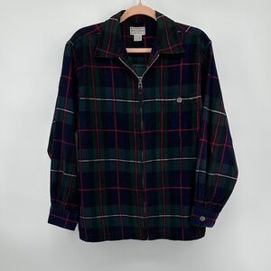 VTG Heritage Preppy Academic Classic Chic Plaid 100%Cotton Zipper Jacket SzS